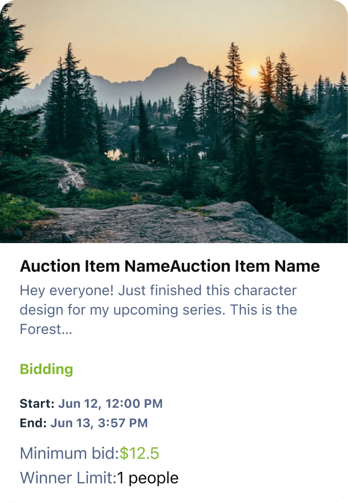 Auction item card