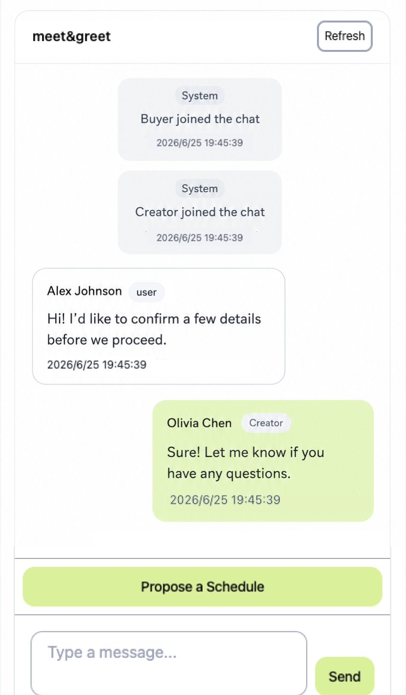 Auction chat screen