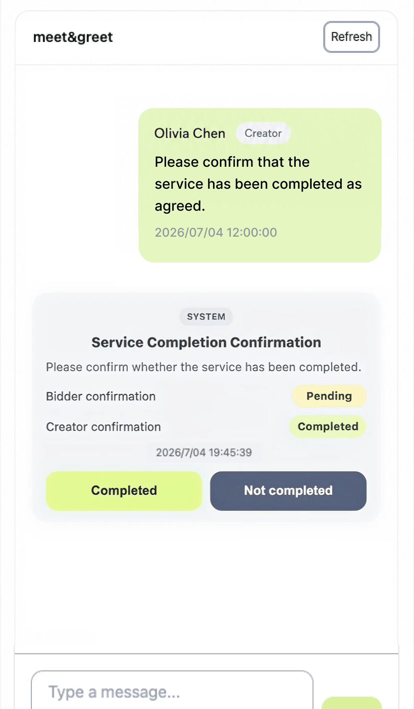 Payout confirmation screen