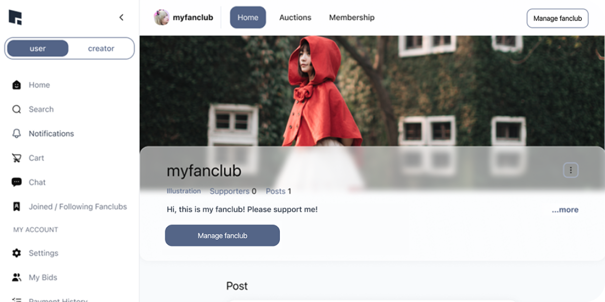 Completed fanclub page