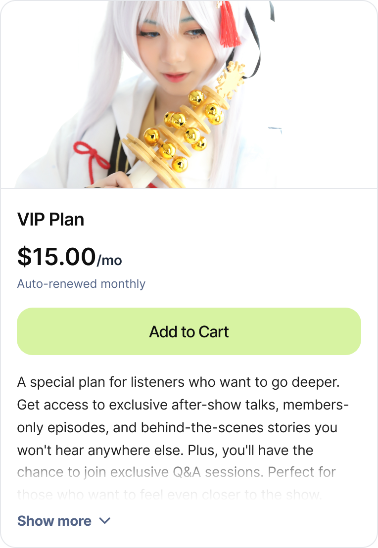 Backstage Pass plan card